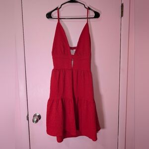 Red Backless Cut Out Mini Dress